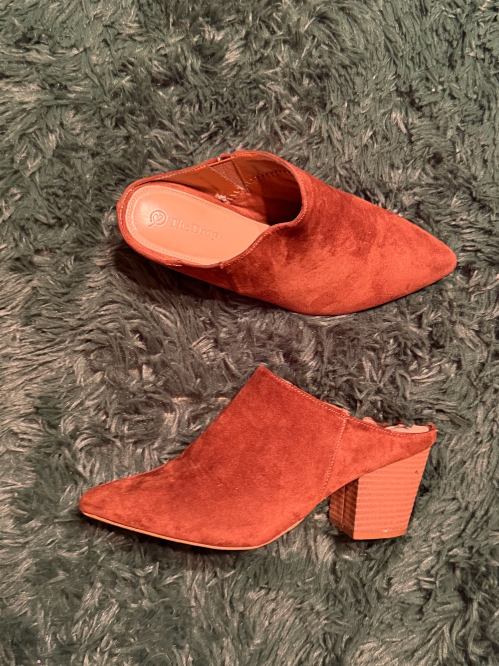 3/$25 ✨ The Drop Rust Faux Suede Pointed Toe Mule Block Heels